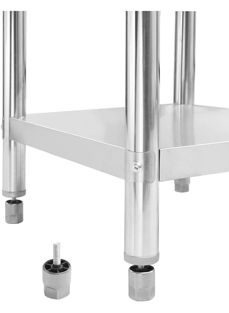 Vida Care طاولة عمل مطبخ مطعم مدرسة متينة مستقرة طاولات عمل فن الطهي مساحة عمل جراج طاولات عمل 80x60x85 سم من الفولاذ المقاوم للصدأ - Image 5