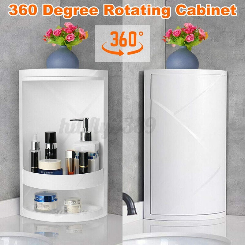 TRAY Bathroom Rotating Triangle Storage Rack 360 Degree Rotating Multi-Function Organizer Plastic Triangle Shelf Dust-Proof Waterproof Corner Rack for Cabinet Bathroom Kitchen Bedroom - Image 3