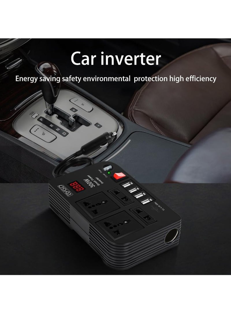 TIGER 300W Power Inverter, Car Charger & Converter, DC 12V to 220V AC, 4.1A USB, 4 AC Outlets, Smart Digital Display, Car Cigarette Adapter, Efficient Car Power Inverter for Travel  - Image 3