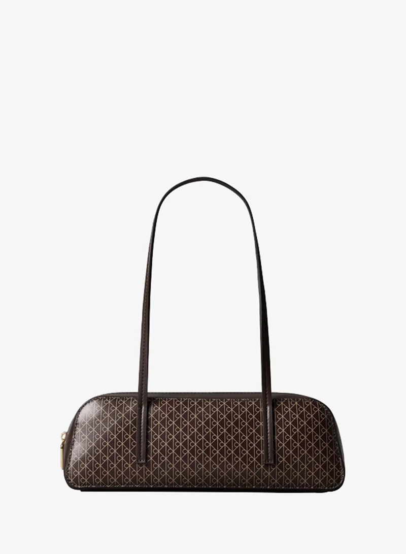 Coated Emblem Print Barrel Bag