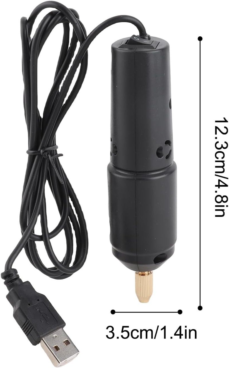 مثقاب يدوي كهربائي للراتنج، مثقاب صغير مع 10 أدوات حفر، قابل للشحن عبر USB، مصنوع من ABS وسبائك، سرعة 8500 دورة في الدقيقة، أسود، مصمم لصناعة المجوهرات من الراتنج، يمكنه حفر ثقوب صغيرة بسهولة (أسود) - Image 5