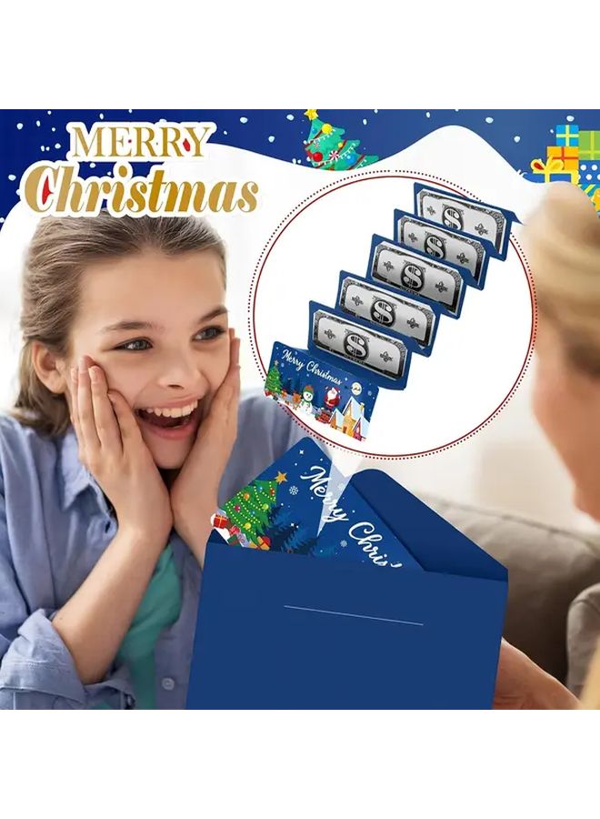 Red 10 Slot Cash And Gift Card Organizer With Christmas Snowflakes Santa Claus Tree Patterns - Image 2