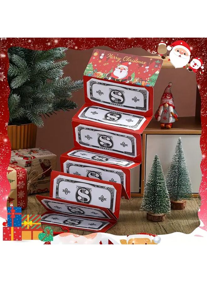 Red 10 Slot Cash And Gift Card Organizer With Christmas Snowflakes Santa Claus Tree Patterns - Image 1