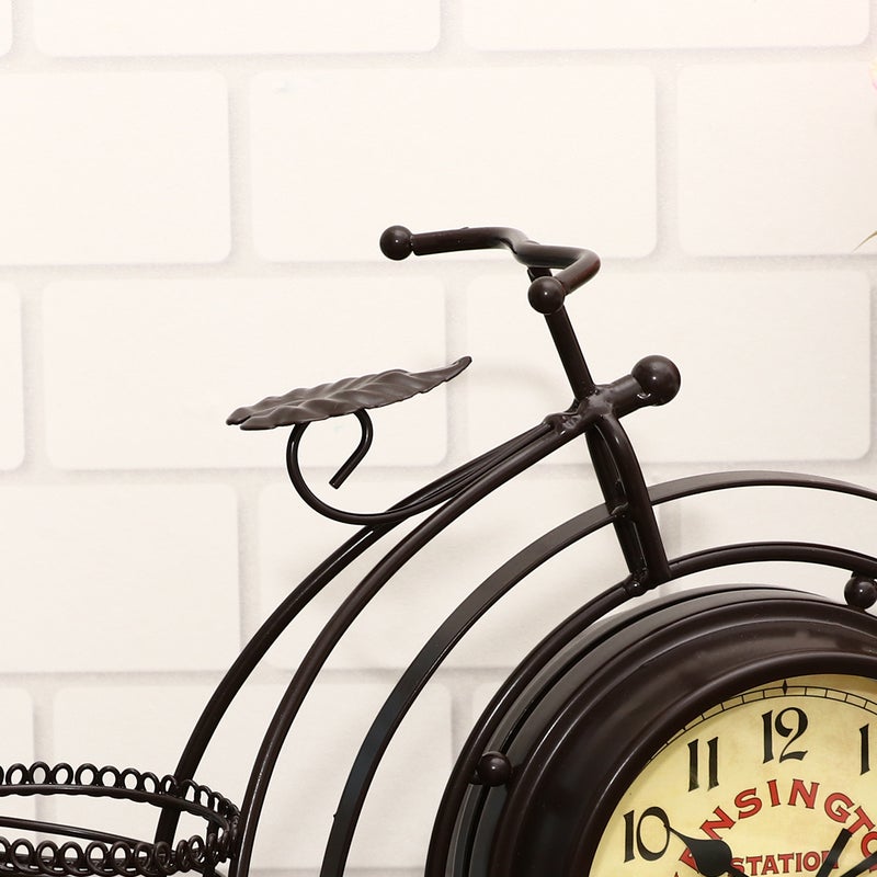 1PC Bike Shape Clock Retro Iron Craft Clock Desktop Ornament for Home Store Hotel Decoration Without Battery (Coffee) - Image 3