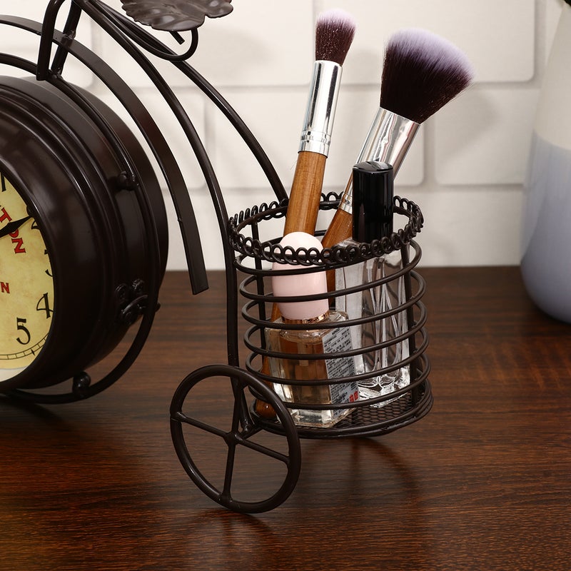 1PC Bike Shape Clock Retro Iron Craft Clock Desktop Ornament for Home Store Hotel Decoration Without Battery (Coffee) - Image 5
