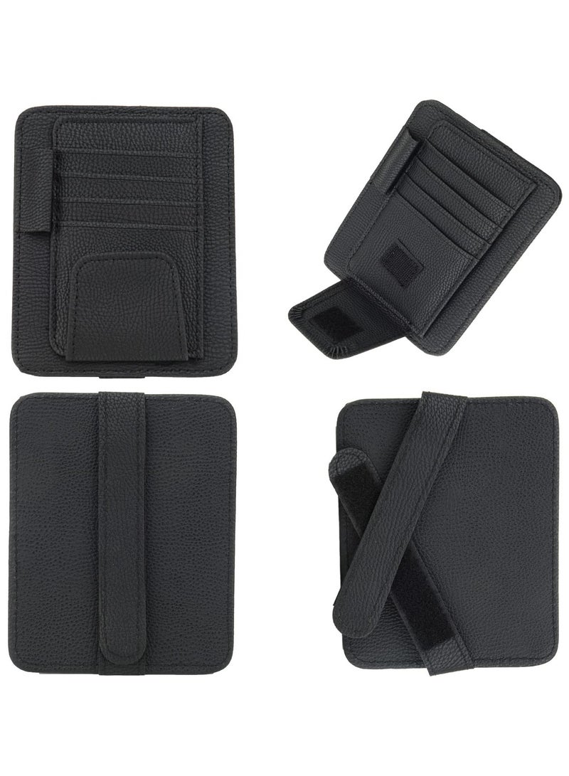 SYOSI Car Sun Visor Organizer, Sunglasses Clip for Car Visor, PU Leather Car Sun Visor Storage Case, Car Visor Accessories for Sunglasses, Driver License, Insurance, Pens, Keys - Image 3
