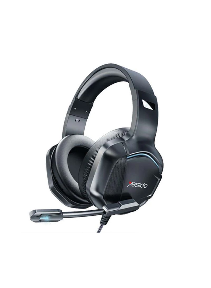 Yesido EK01 Gaming Headset Stereo Sound 3.5mm Jack with Microphone and LED Light Design - Black - Image 2