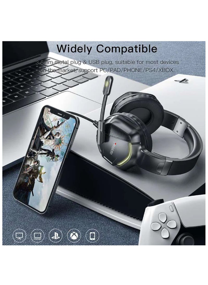 Yesido EK01 Gaming Headset Stereo Sound 3.5mm Jack with Microphone and LED Light Design - Black - Image 3