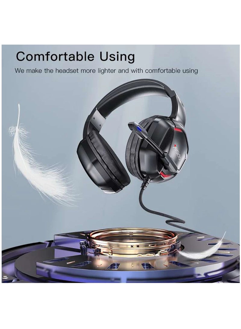 Yesido EK01 Gaming Headset Stereo Sound 3.5mm Jack with Microphone and LED Light Design - Black - Image 4