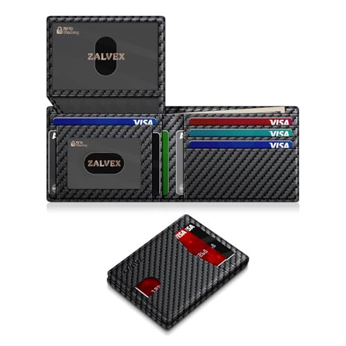 ZALVEX Wallet for Men Slim RFID Blocking Leather Credit Card Holder Wallet for 14 Cards, Bifold Minimalist Thin Wallet with 2 ID Windows & Cash Slot, Front Pockt Carteras Para Hombres, Birthday Gifts for Men - Image 1