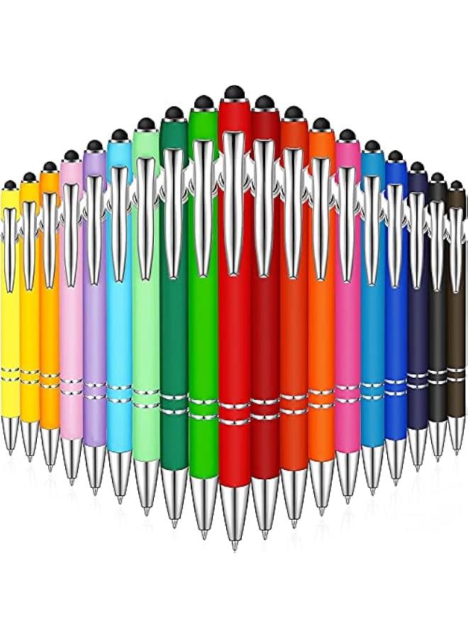 Arabest Rubberized Ballpoint Pen with Stylus Tip and Metal Cap - Stylish Design with Soft Grip, Black Ink, Compatible with Most Devices, Assorted Colors  - Image 1