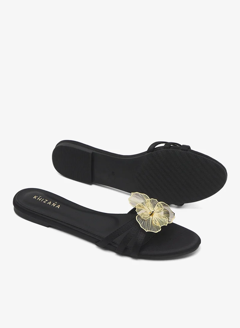 Khizana Black Statement Flat Sandals for Women | Best Price UAE