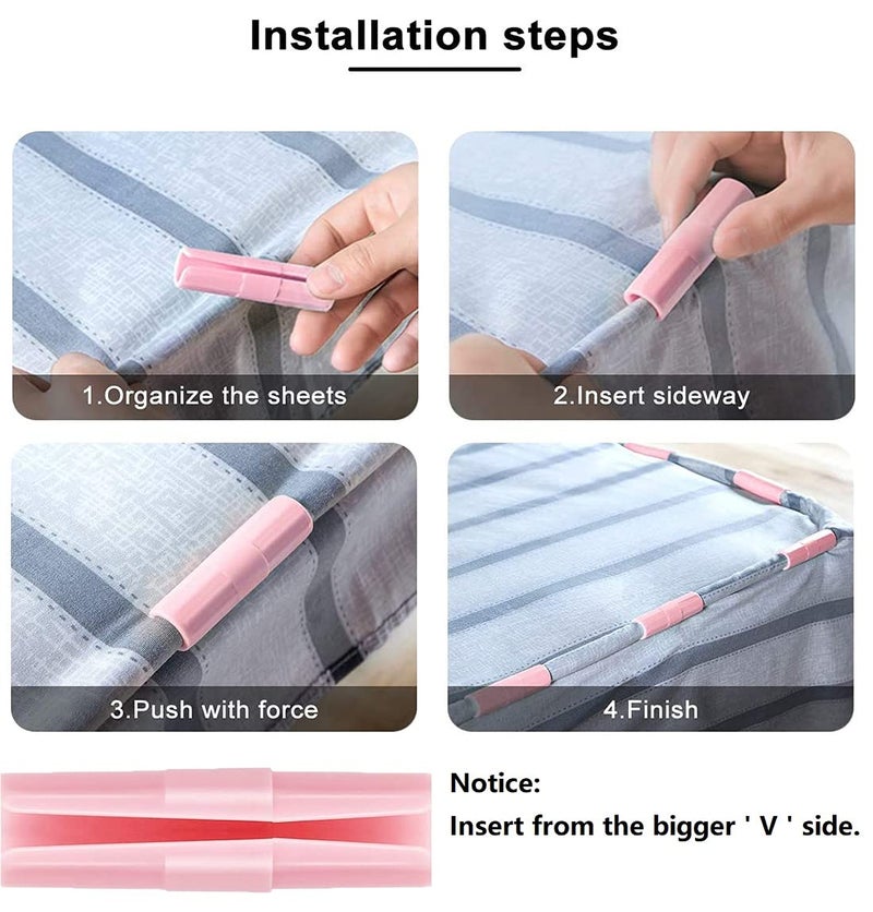 HASTHIP HASTHIP® Plastic 10pcs Sheet Clips Fastener Sheet Holders Keep The Bed Sheets Smooth and Tight Fit for Various Mattresses with Raised Edge (Pink)  - Image 4