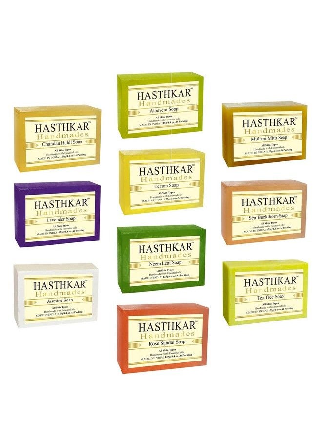 byPurenaturals Hasthkar Handmades Herbal Natural Handmade Assorted Soap Combo 2 Collection Gift Set 125Gm (Pack Of 10)  - Image 1
