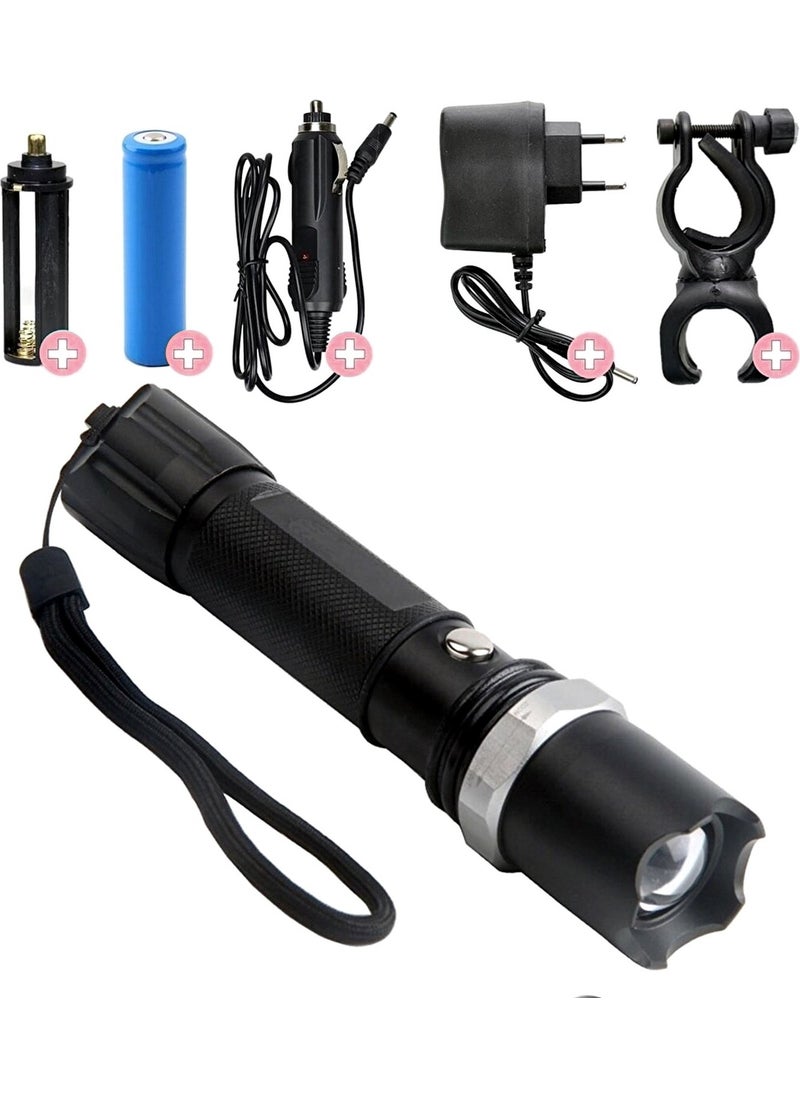 Neler Geldi Neler What's New What's New Professional Rechargeable Flashlight with LED+Flashlight+Zoom Feature+Rifle Attachment 6 Piece Full Set  - Image 1