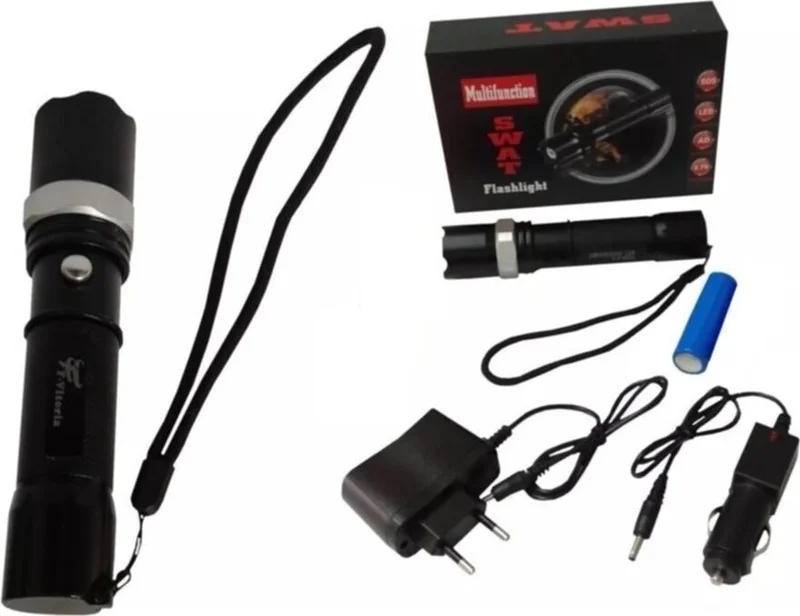Neler Geldi Neler What's New What's New Professional Rechargeable Flashlight with LED+Flashlight+Zoom Feature+Rifle Attachment 6 Piece Full Set