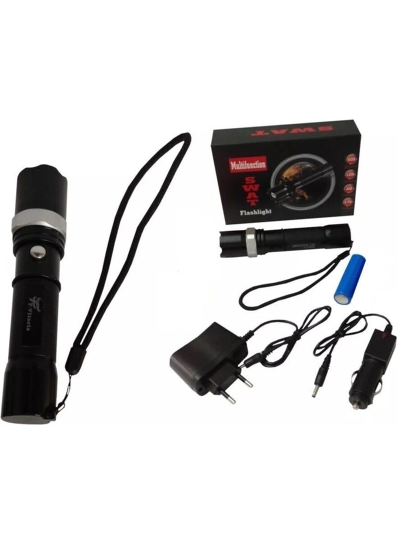 Neler Geldi Neler What's New What's New Professional Rechargeable Flashlight with LED+Flashlight+Zoom Feature+Rifle Attachment 6 Piece Full Set  - Image 4