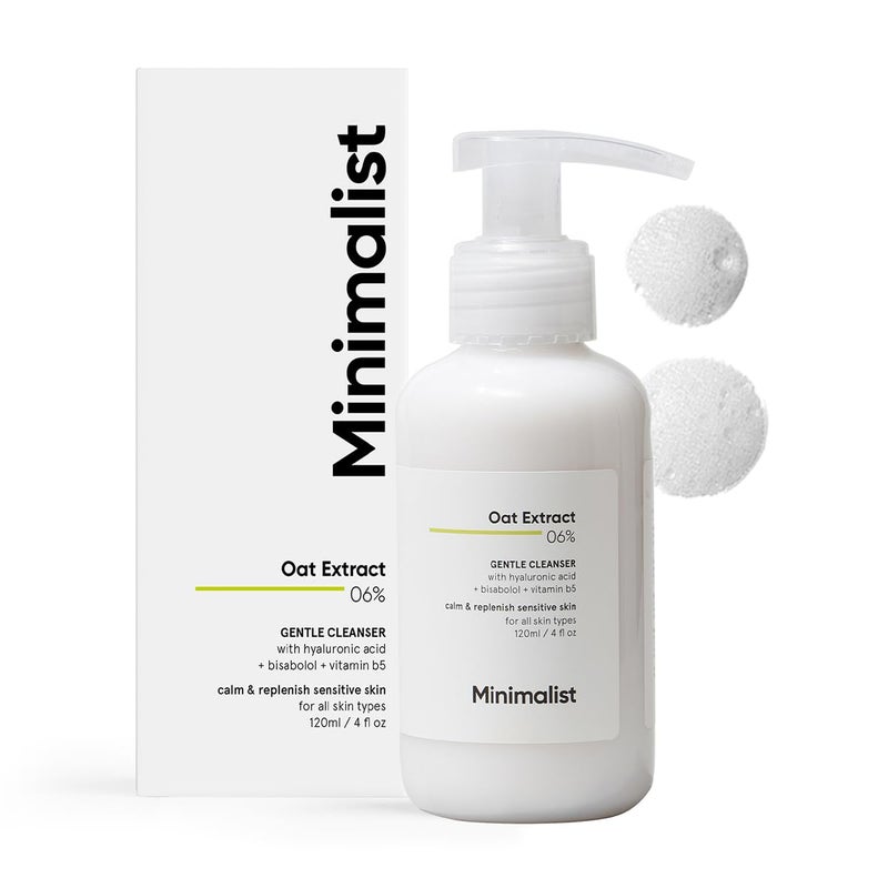 Minimalist 6% Oat Extract Gentle Face Wash for Sensitive, Dry & Dehydrated Skin | Hyaluronic Acid Provides Hydration | For Women & Men | 4 Fl Oz / 120 ml - Image 1