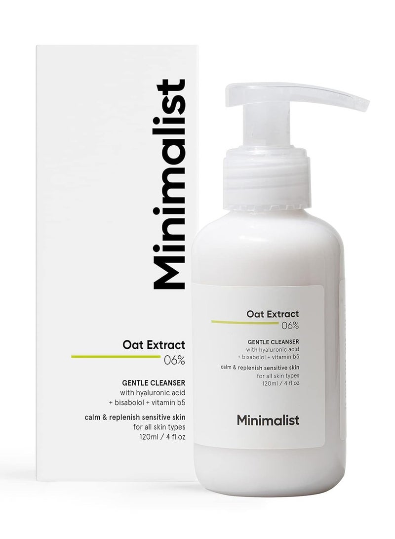 MINIMALIST Minimalist 6% Oat Extract Gentle Face Wash for Sensitive, Dry & Dehydrated Skin | Hyaluronic Acid Provides Hydration | For Women & Men | 4 Fl Oz / 120 ml  - Image 1