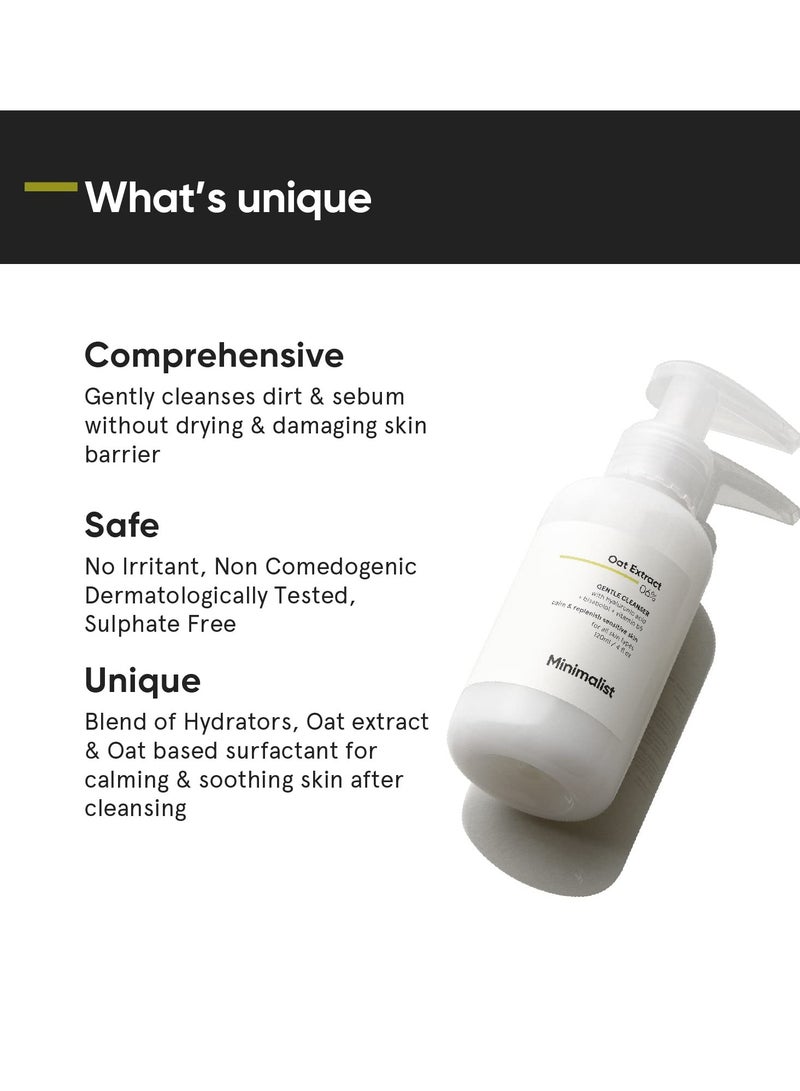 MINIMALIST Minimalist 6% Oat Extract Gentle Face Wash for Sensitive, Dry & Dehydrated Skin | Hyaluronic Acid Provides Hydration | For Women & Men | 4 Fl Oz / 120 ml  - Image 2