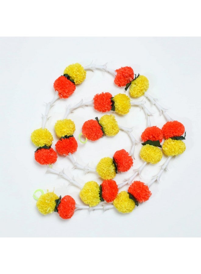 Desi Favors 6 Ft Marigold & Lilly Garlands | Artificial Flower Garlands | Hosuewarming Indian Wedding Decoration | Plastic Garlands | Bulk Floral Garlands Wall Decor, Backdrop, Diwali Decor | (Pack of 5) - Image 1