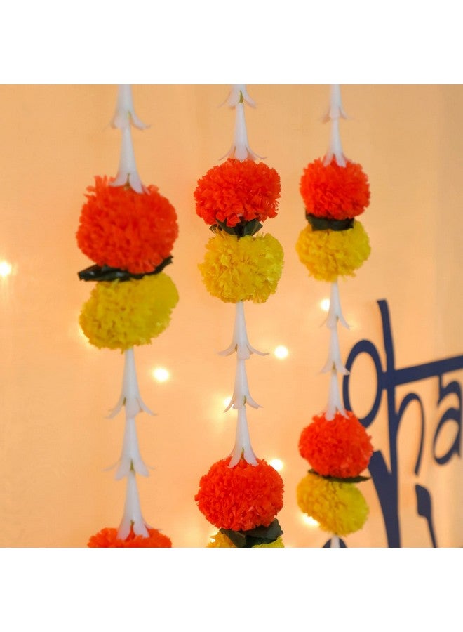 Desi Favors 6 Ft Marigold & Lilly Garlands | Artificial Flower Garlands | Hosuewarming Indian Wedding Decoration | Plastic Garlands | Bulk Floral Garlands Wall Decor, Backdrop, Diwali Decor | (Pack of 5) - Image 4