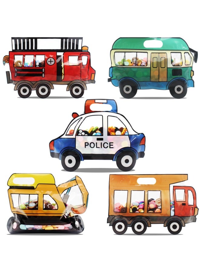 كيلا عبوة من 30 كيس هدايا كبير لحفلات أعياد ميلاد الأطفال، أكياس حلوى على شكل سيارة كرتونية، حقيبة هدايا للحلوى أو الطعام أو الوجبات الخفيفة أو الهدايا، أكياس مزودة بسحاب قابل لإعادة الإغلاق (6 قطع لكل نمط) - Image 1