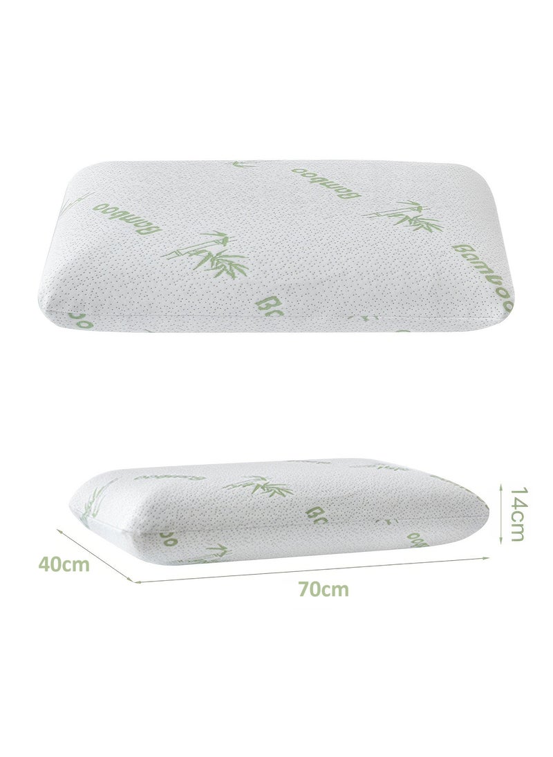 Moon Home and more.. - Bamboo Pillow Queen Size Knitted Fabric for Sleeping for Back Stomach Side Sleepers with Removable Cover with Zipper Size 70x40x14cm - Image 1