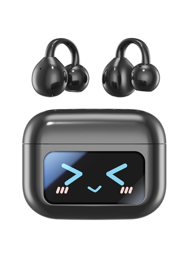 caijin Wireless Open-Back Clip-on Earphones, Bluetooth 5.49, with LCD Touchscreen, Waterproof In-Ear Earphones, Suitable for Tablets, Laptops, Android/iOS Phones (Black) - Image 1