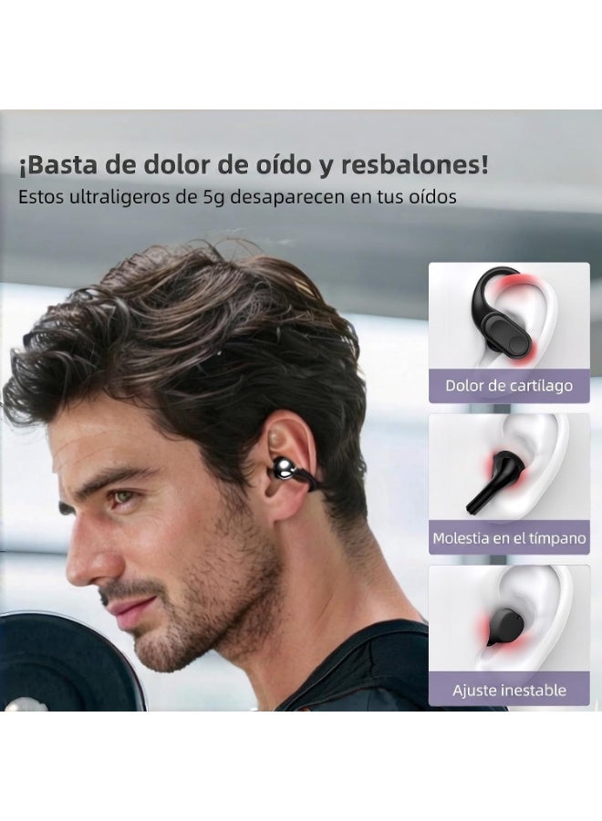 caijin Wireless Open-Back Clip-on Earphones, Bluetooth 5.49, with LCD Touchscreen, Waterproof In-Ear Earphones, Suitable for Tablets, Laptops, Android/iOS Phones (Black) - Image 4