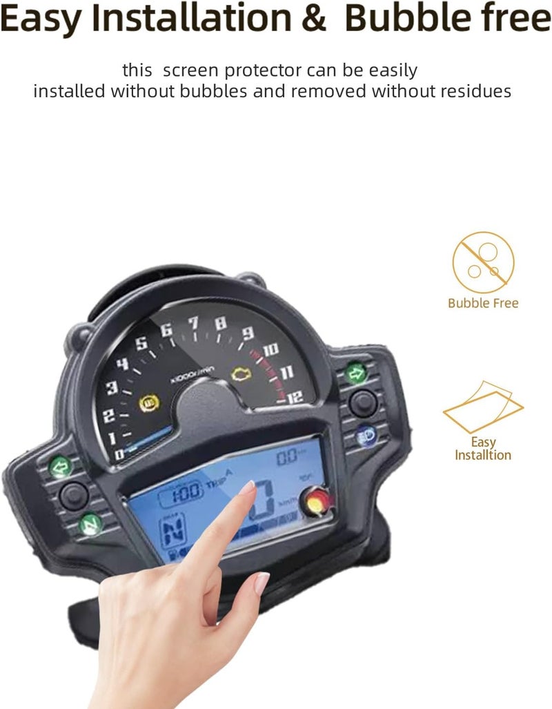 WUNIAK For Kawasaki Vulcan S Instrument Screen Protector, TPU Soft Film, Anti-Scratch, Anti-Fingerprint, High Definition Dashboard/Meter Display Protector, 2 Pack - Image 2