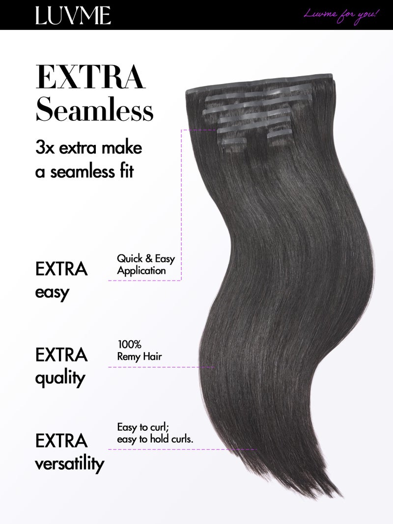 LUVME Silky Straight Seamless Clip in Hair Extensions 2 Pack 220g, 16 Inch Natural Black, 100% Real Remy Human Hair, Soft Full Volume, Easy Clip Ins for Daily Wear, Work, Parties & Weddings - Image 5