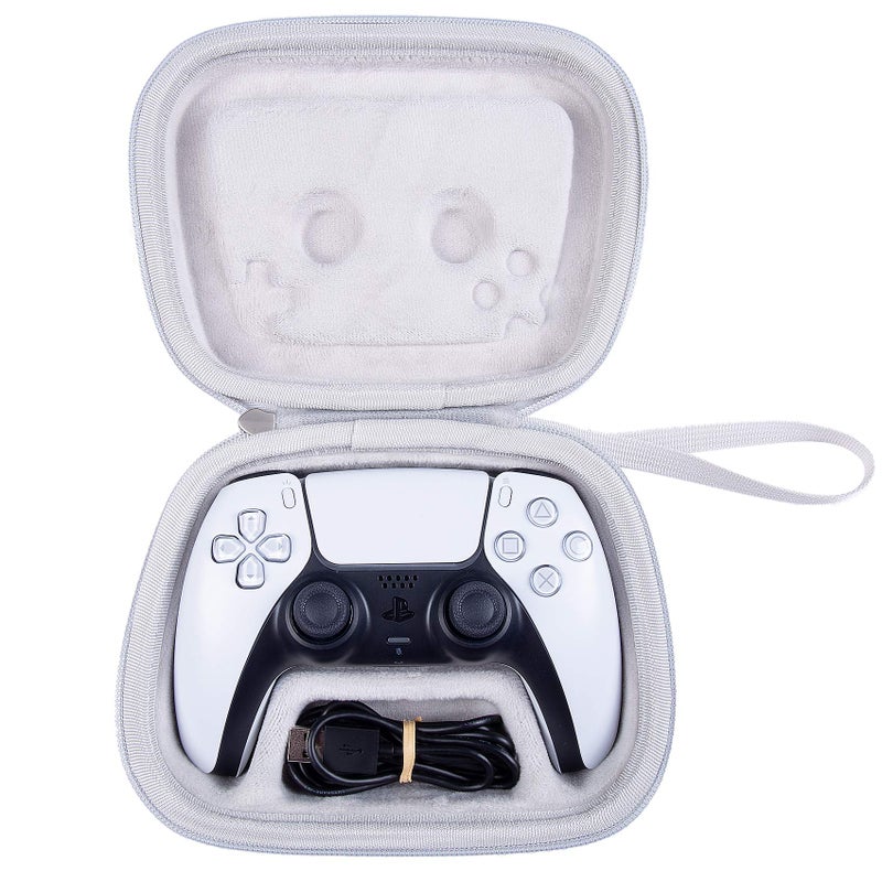 khanka Hard Case Replacement for Sony PlayStation 5 DualSense Wireless Controller (Grey White) - Image 1