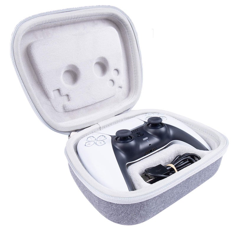 khanka Hard Case Replacement for Sony PlayStation 5 DualSense Wireless Controller (Grey White) - Image 3