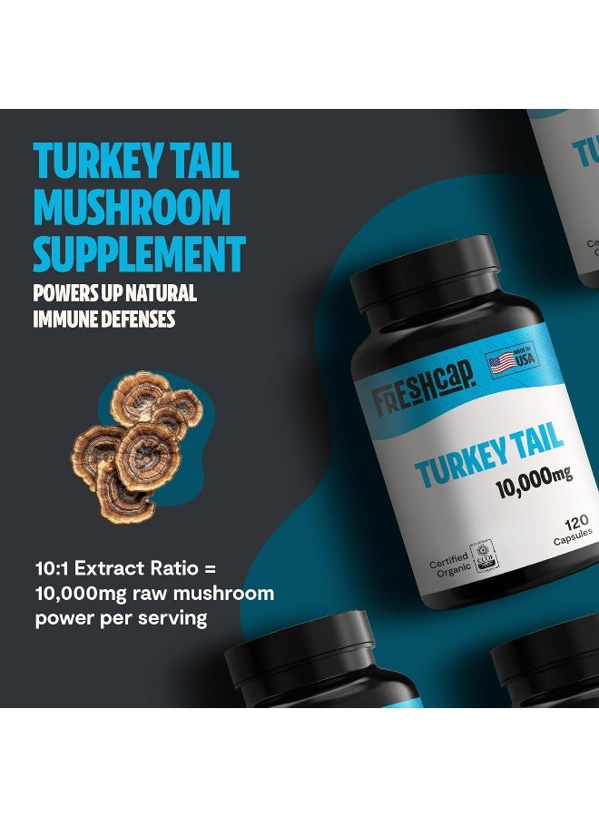 FreshCap Mushrooms Turkey Tail Capsules, Powerful Immune Support (35% Beta-glucan), 120 Count (2 Month Supply), Organic, Daily Supplement, Fruiting Body Extract - Image 2