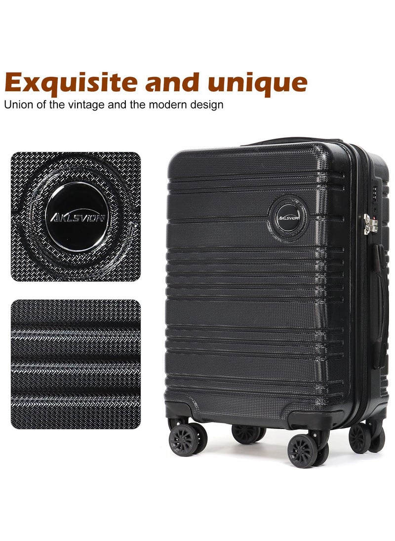 Aklsvion Aklsvion Hard Case Luggage Trolley For Unisex ABS Lightweight 4 Double Wheeled Suitcase With TSA Lock Carry On Luggage Trolley Bag Black  - Image 2