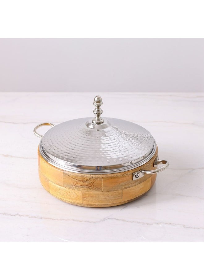DANUBE HOME Nomaris Hot Pot Shiny Polished & Walnut, 4500 ml – Premium Luxury Serving Pot with Elegant Design, Durable, Ideal for Family Meals, Special Occasions & Festive Dining 34x34x15CM  - Image 1