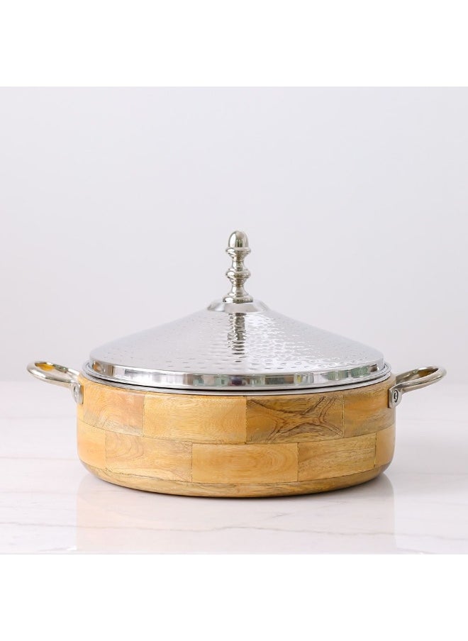 DANUBE HOME Nomaris Hot Pot Shiny Polished & Walnut, 4500 ml – Premium Luxury Serving Pot with Elegant Design, Durable, Ideal for Family Meals, Special Occasions & Festive Dining 34x34x15CM  - Image 2