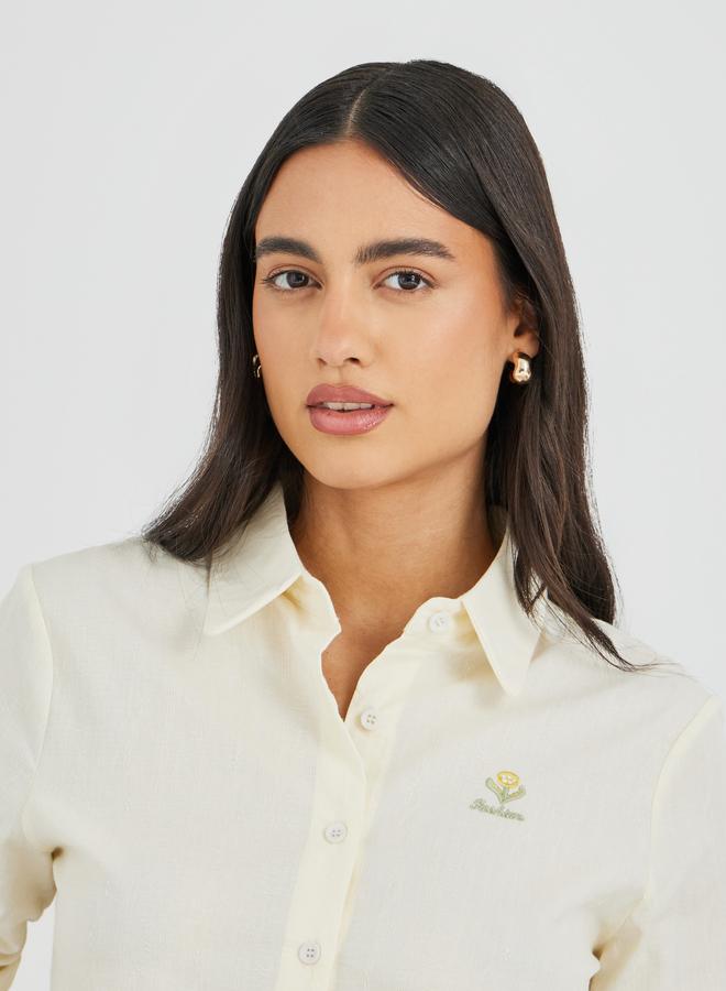 Styli Solid Spread Collar Long Sleeve Shirt - Image 3