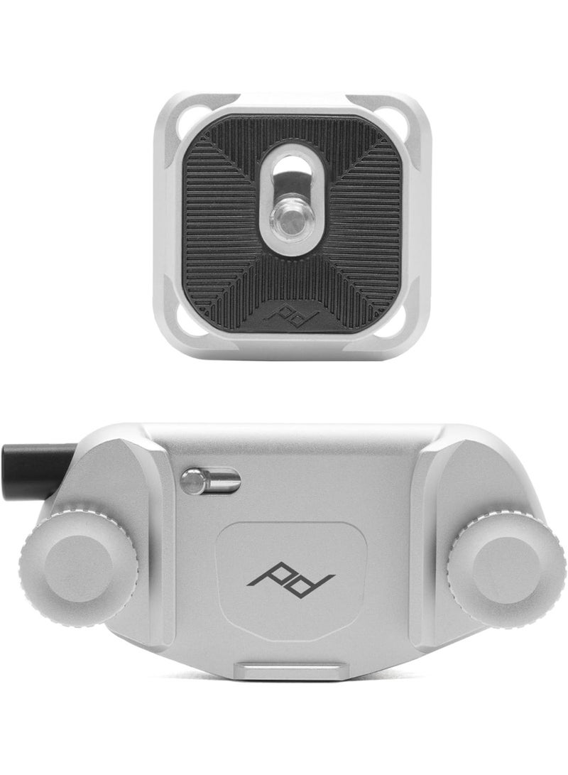 Peak Design Capture Camera Clip Silver with Standard Plate CP-S-3 – Quick Release DSLR & Mirrorless Camera Mount Clip for Backpack Belt Strap - Image 1