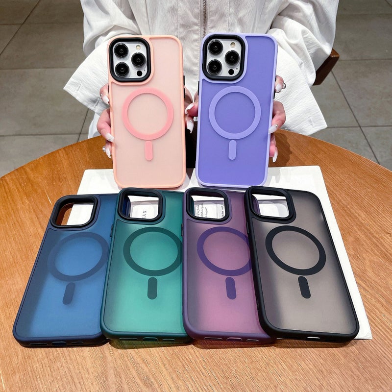 For iPhone14promax Soft Color Magnetic Mobile Phone Case Frosted Feel Apple 15 Protective Case 12 Simple 16 - Image 4
