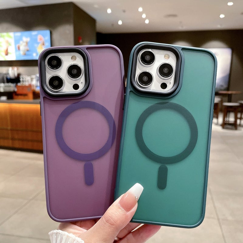 For iPhone14promax Soft Color Magnetic Mobile Phone Case Frosted Feel Apple 15 Protective Case 12 Simple 16 - Image 3
