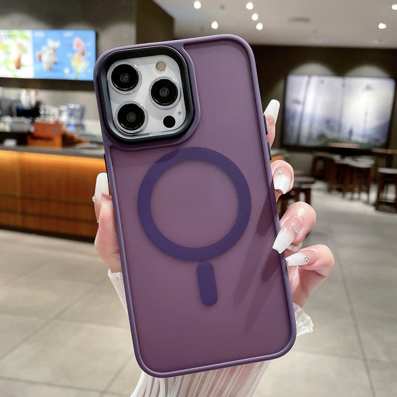 For iPhone14promax Soft Color Magnetic Mobile Phone Case Frosted Feel Apple 15 Protective Case 12 Simple 16 - Image 1