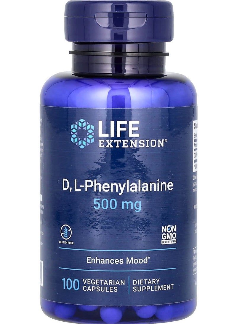 D, L-Phenylalanine, 500 mg, 100 Vegetarian Capsules