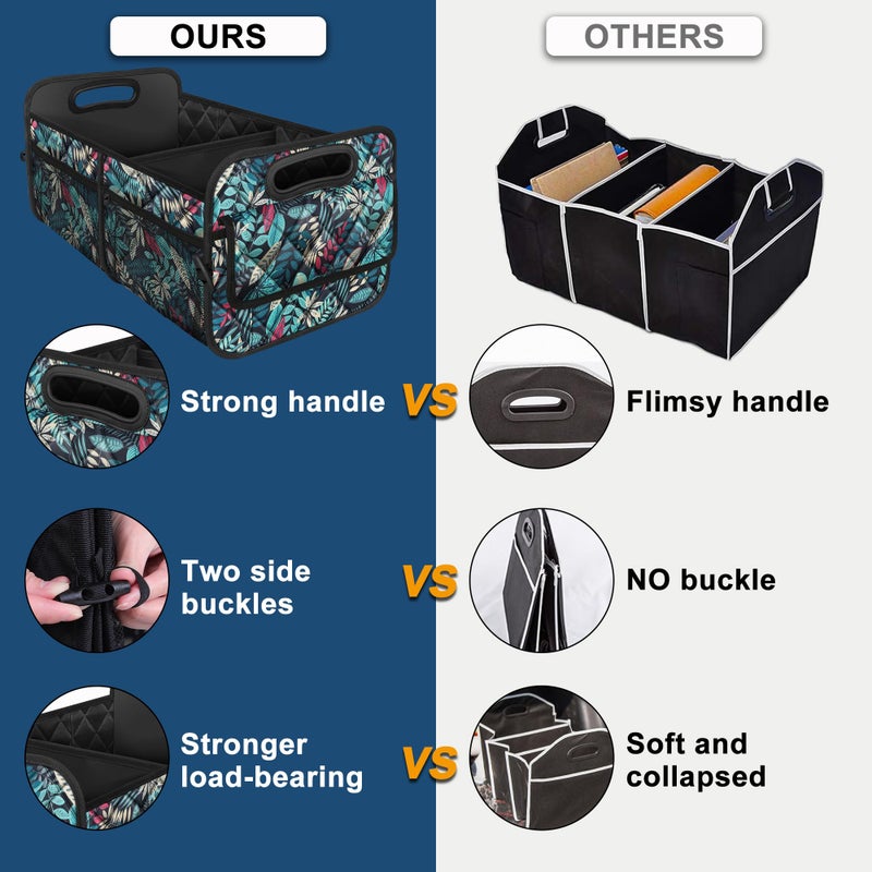 Deosk Car Trunk Organizer for SUV, Car Organizers and Storage with 6 Pocket, Car Accessories for Women/Men 50L Waterproof Polyester Trunk Organizer(Medium, Leaves) - Image 2