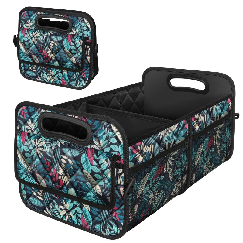 Deosk Car Trunk Organizer for SUV, Car Organizers and Storage with 6 Pocket, Car Accessories for Women/Men 50L Waterproof Polyester Trunk Organizer(Medium, Leaves) - Image 1