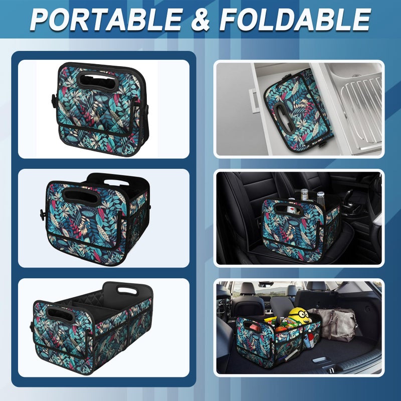 Deosk Car Trunk Organizer for SUV, Car Organizers and Storage with 6 Pocket, Car Accessories for Women/Men 50L Waterproof Polyester Trunk Organizer(Medium, Leaves) - Image 4