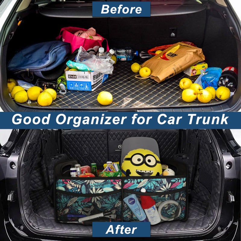 Deosk Car Trunk Organizer for SUV, Car Organizers and Storage with 6 Pocket, Car Accessories for Women/Men 50L Waterproof Polyester Trunk Organizer(Medium, Leaves) - Image 5