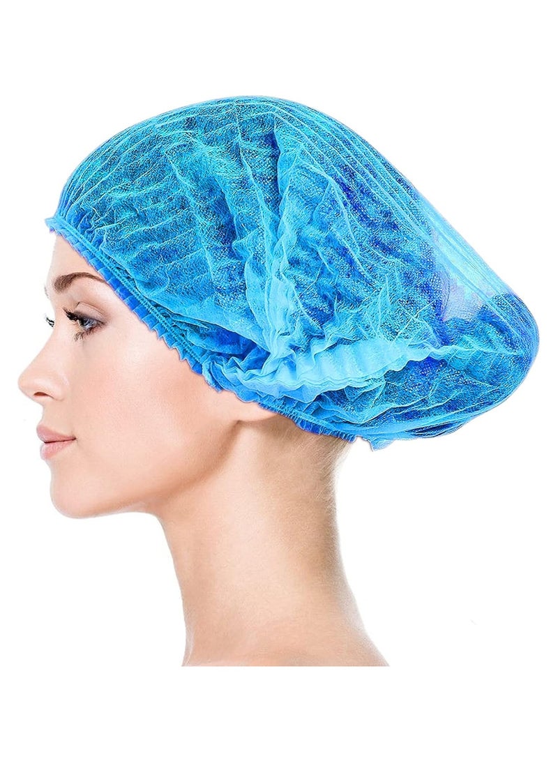 Generic 100pcs Disposable Bouffant Hats 21 Inch Hair Net Elastic Dust Cover Food Service Sleeping Head Cap Blue  - Image 1