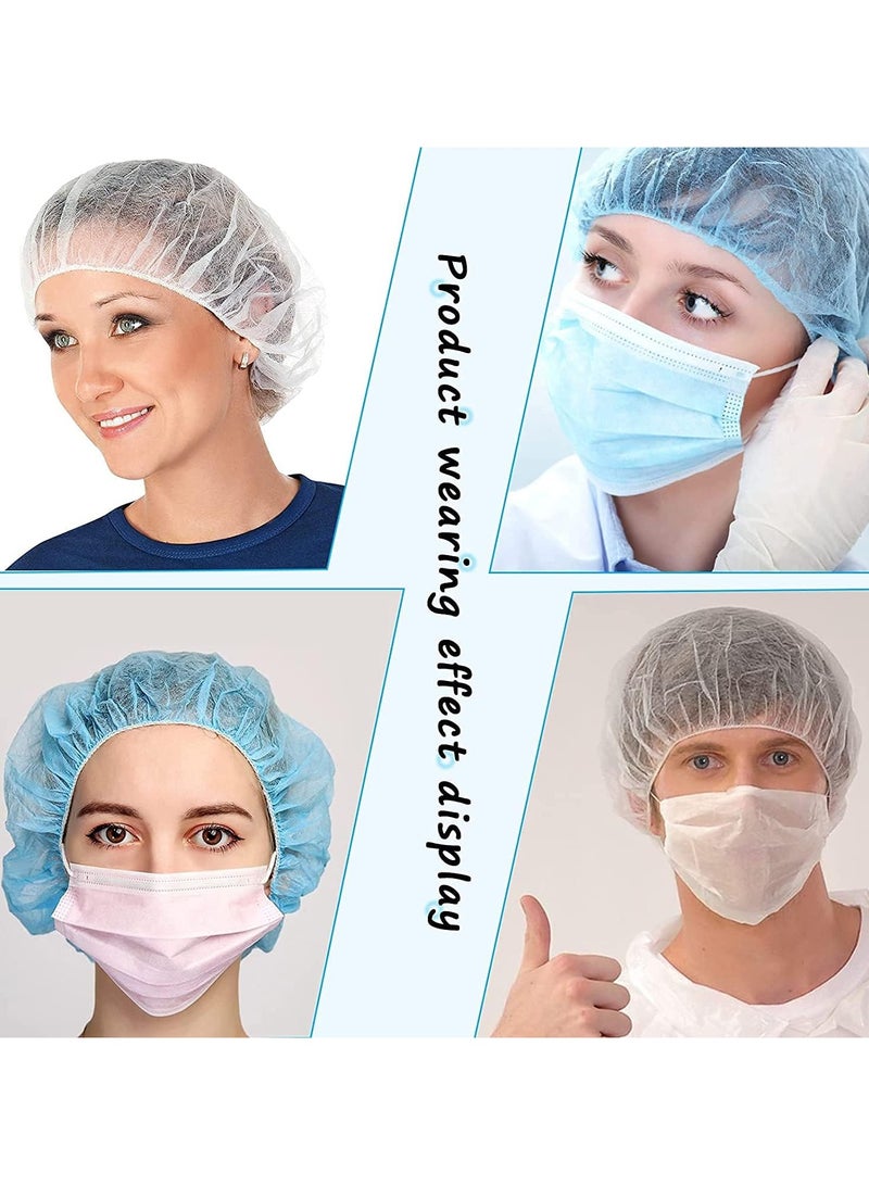 Generic 100pcs Disposable Bouffant Hats 21 Inch Hair Net Elastic Dust Cover Food Service Sleeping Head Cap Blue  - Image 2